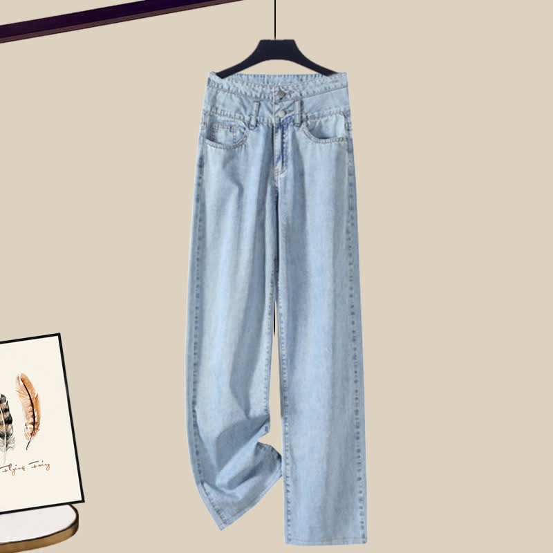 Collar Casual Set Sweater Two Cable Pants Pieces Sailor Pleated