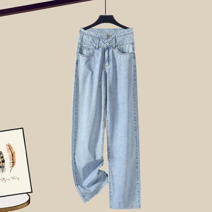 Collar Casual Set Sweater Two Cable Pants Pieces Sailor Pleated