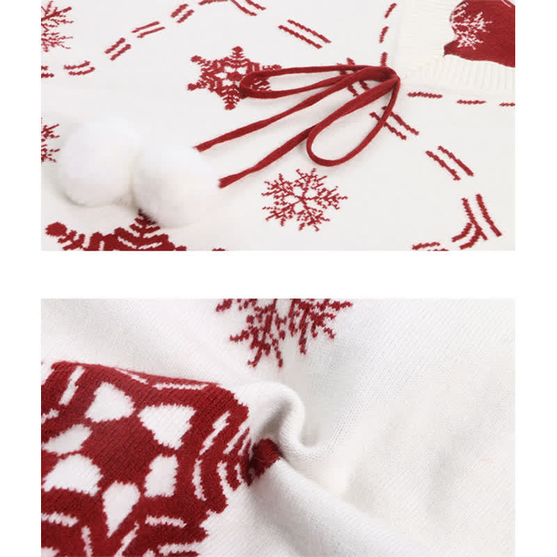 Fuzzy Flouncing Dress Sweater Print Slip Ball Snowflake