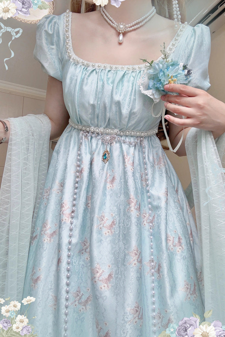 Emerald Spring of Nai Square Collar Short Sleeves Pearl Elegant Lolita Dress