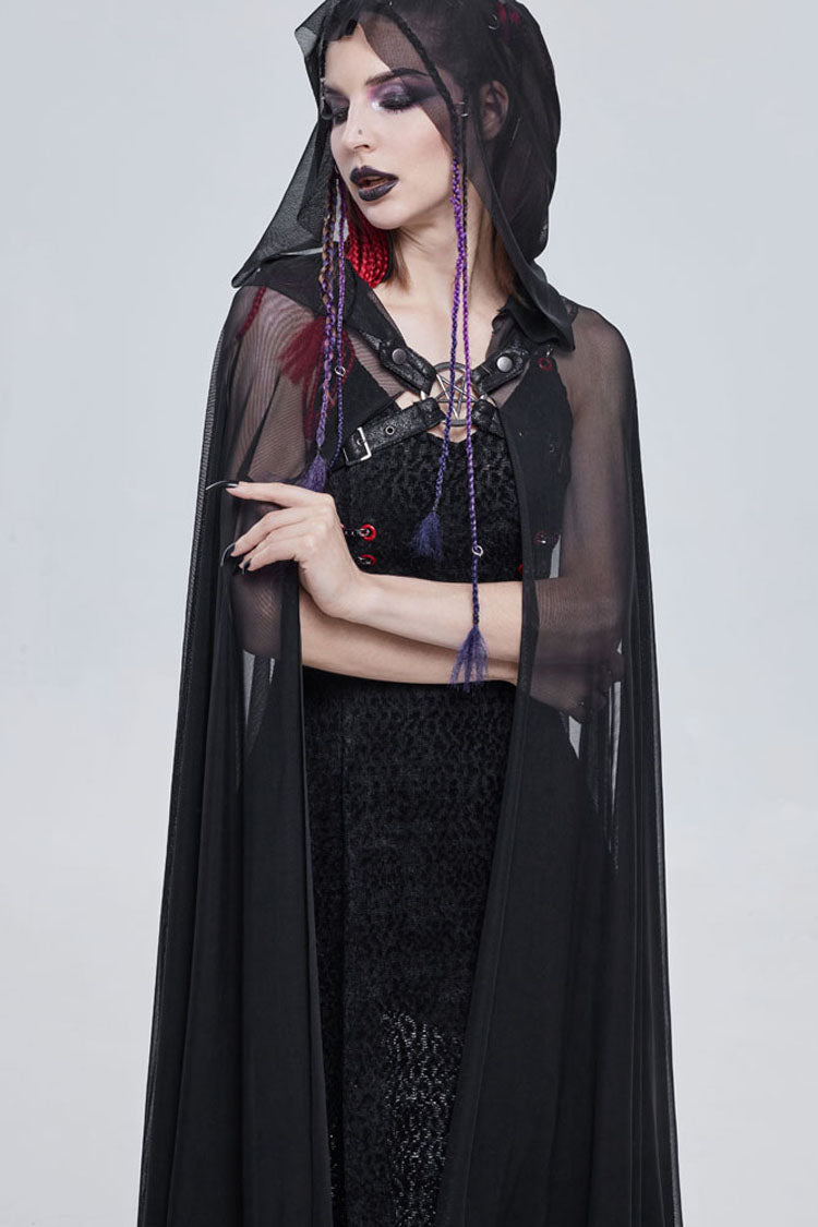 Womens Hooded Cape with Chest Straps and Star Details