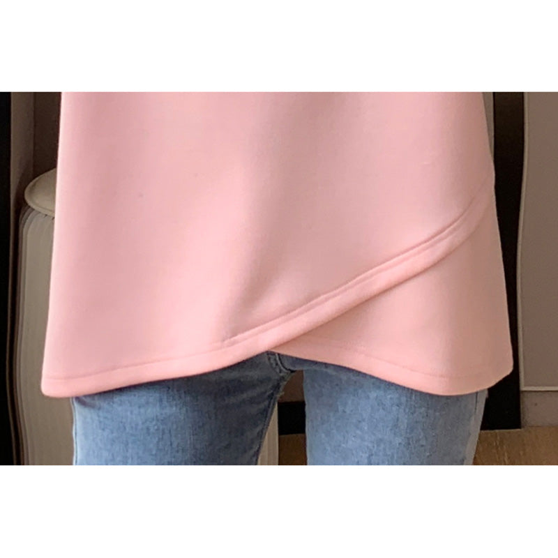 Sweat-shirt à col rond avec broderie rose