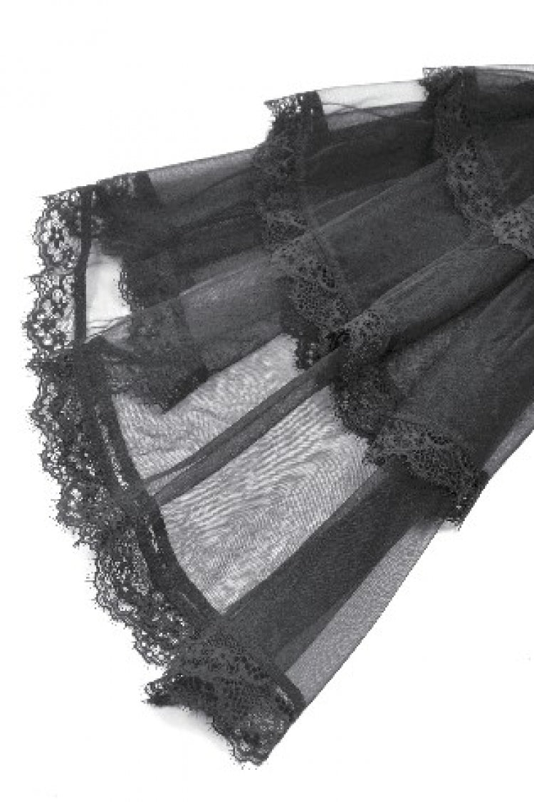 Women's Gothic Wedding Dress with Ruffled Lace and Lace-Up