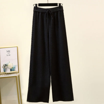 Leg Wide Chic Sweater Pants Set Cable