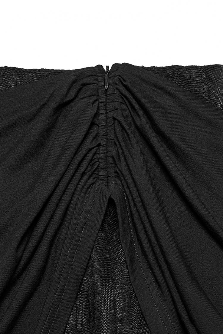 Ruched Mesh Asymmetric Black Fishtail Skirt Punk Women's Style