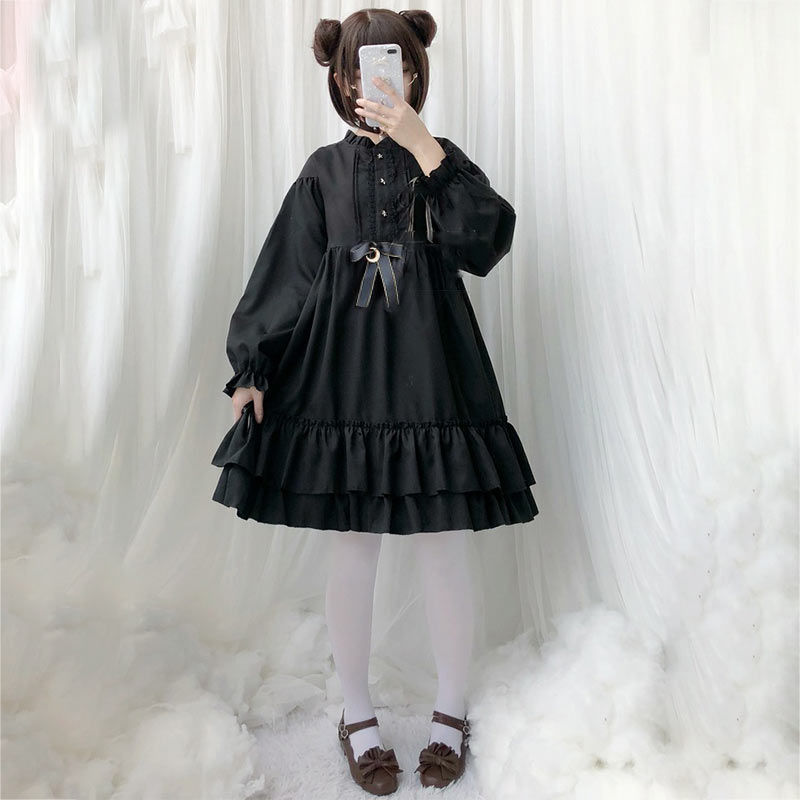 Robe boutonnée noire gothique Darkness Star