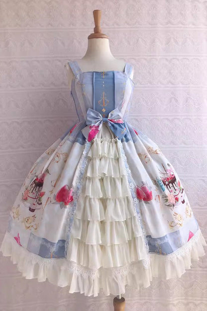 Cool Summer Dessert Print Ruffle Cardigan Jsk - Sweet Lolita