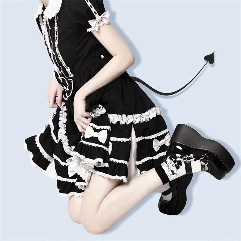 Punk Goth Fledermaus Liebe Herz Schnalle Plattform Lolita Mary Janes Schuhe