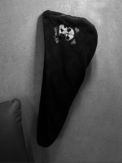 Black and White Grim Reaper Gothic Hair Drying Wrap Towel