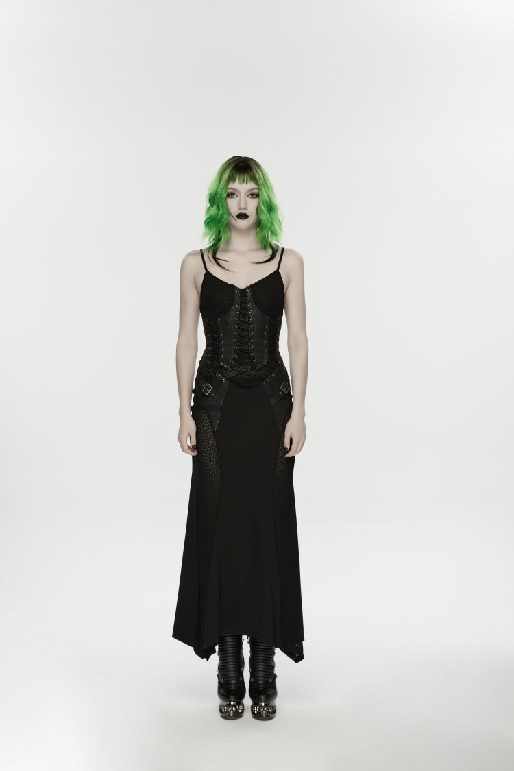 Lace-Up Buckled Eyelet Punk Jsk Dress