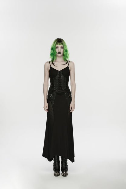 Lace-Up Buckled Eyelet Punk Jsk Dress