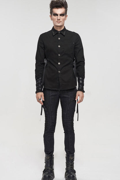 Mens Asymmetric Trousers with Circuit Print