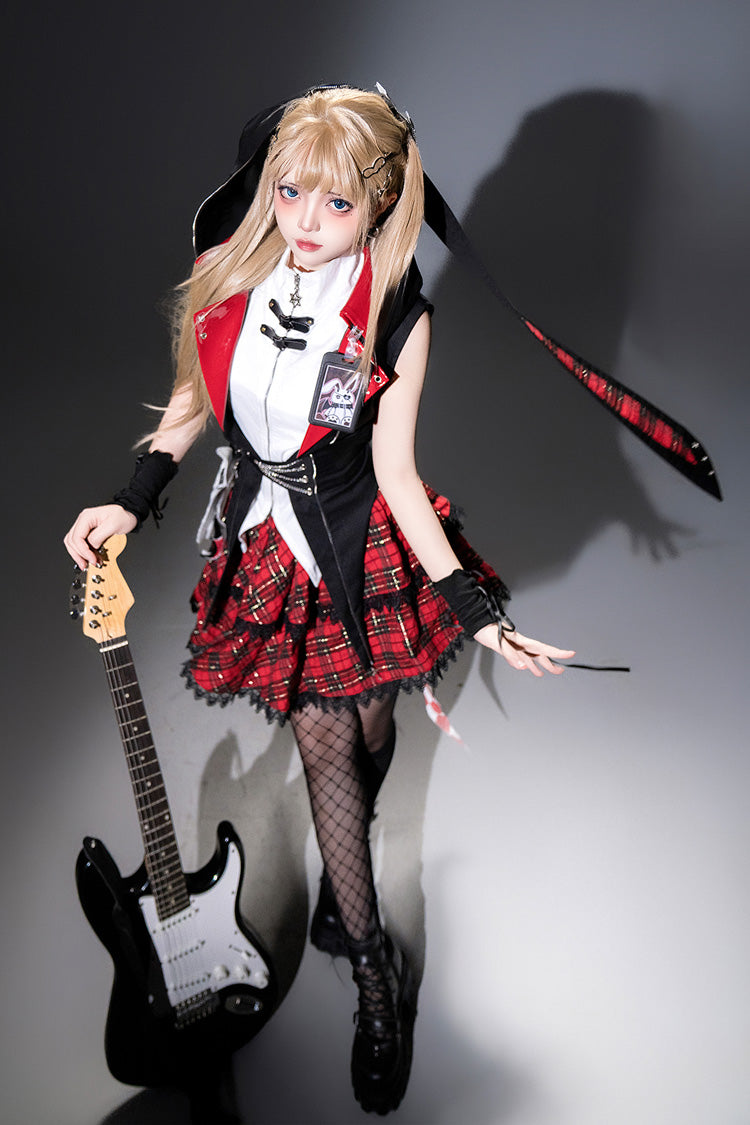 Rock Bunny Punk Lolita Skirt Set with Embroidery - Noir