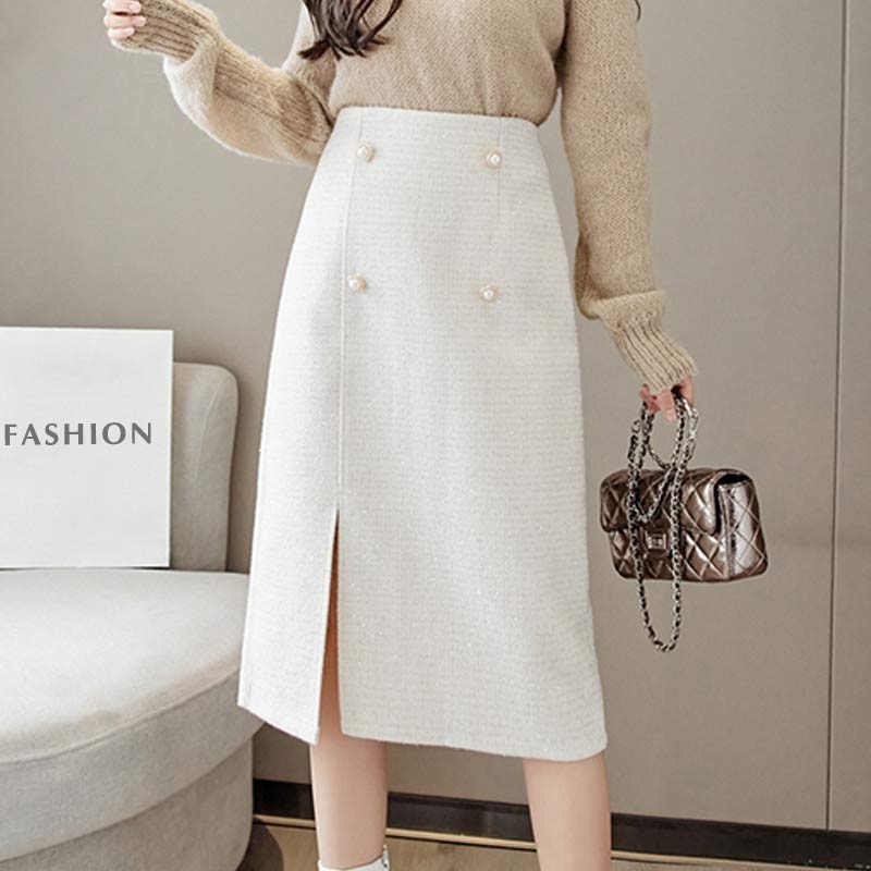 Classy Button Front Split Skirt