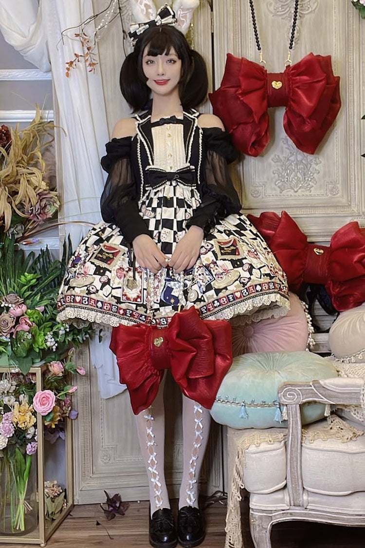 Grand sac à dos Lolita avec nœud rouge vin