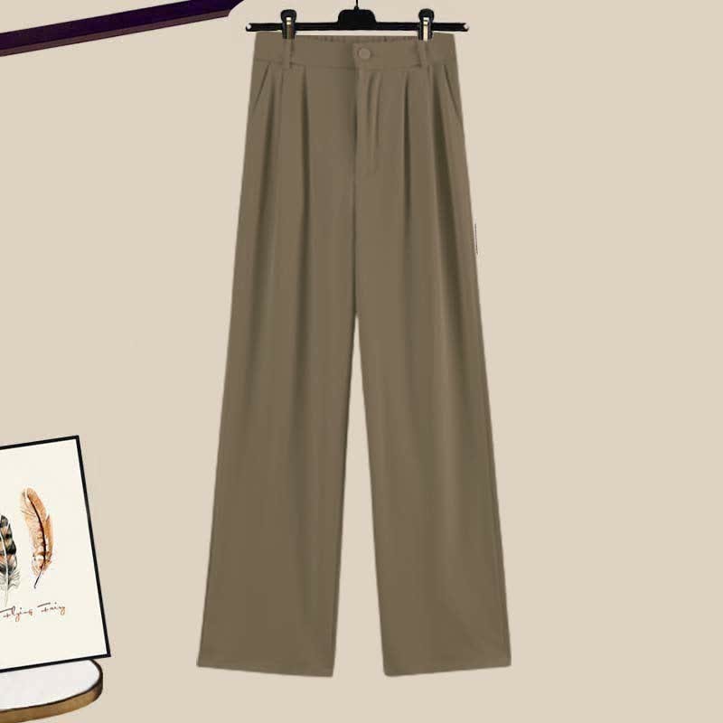 Two Colorblock Set Casual Top Crop Pieces Pants T-Shirt