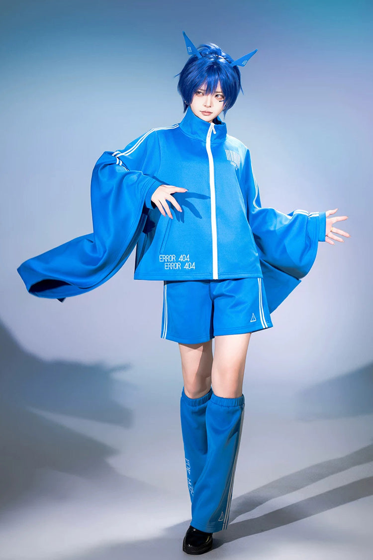 Stand-Collar Gothic Prince Coat with Trumpet Sleeves and Shorts