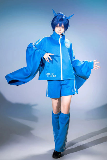 Stand-Collar Gothic Prince Coat with Trumpet Sleeves and Shorts