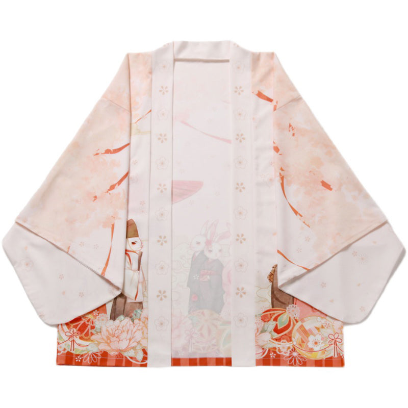 Cartoon Bunny Loose Cardigan Kimono Outerwear