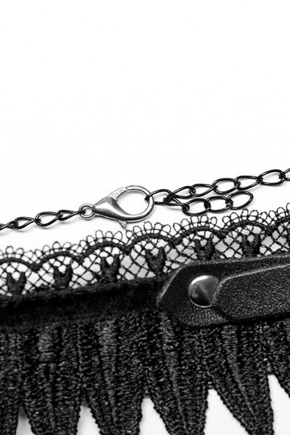 Gothic Choker with Feathers and Lace, Adjustable Fit for Her