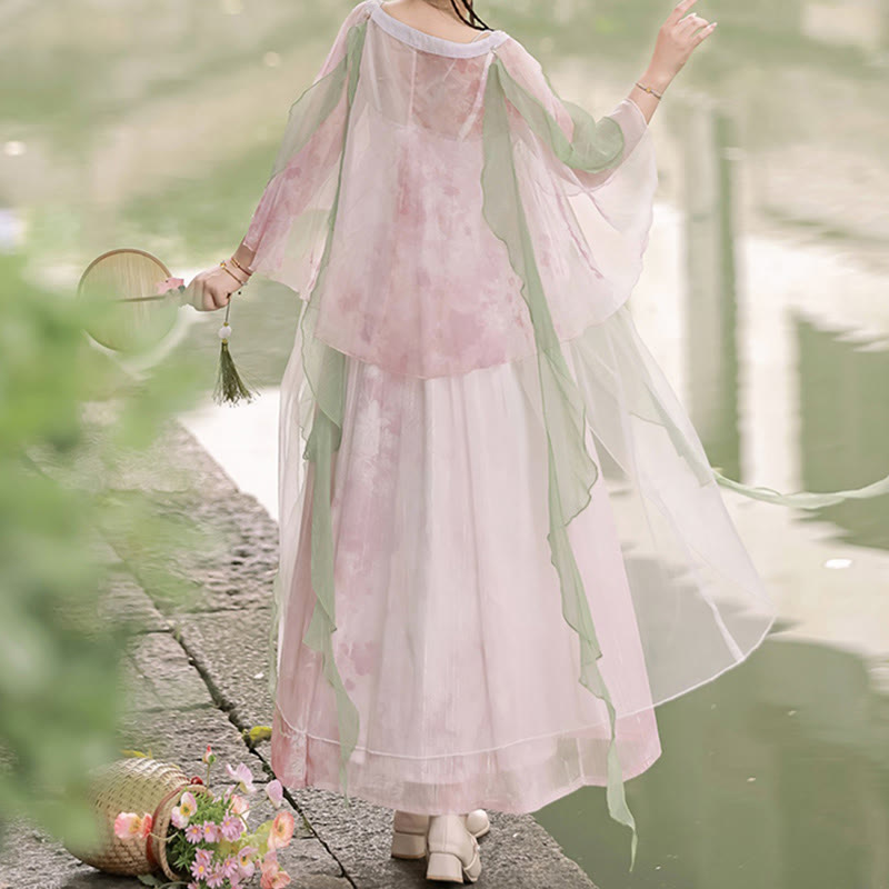 Costume Hanfu en maille florale