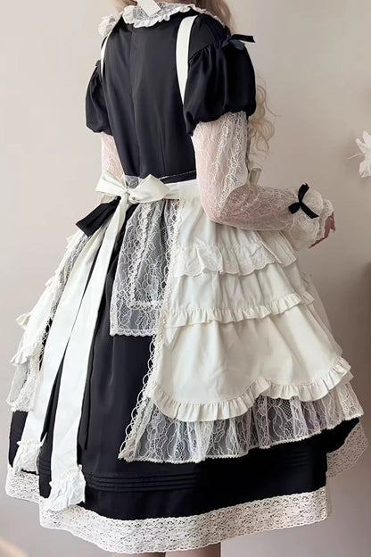 Lapel Collar Embroidered Bowknot Lace Sweet Dress