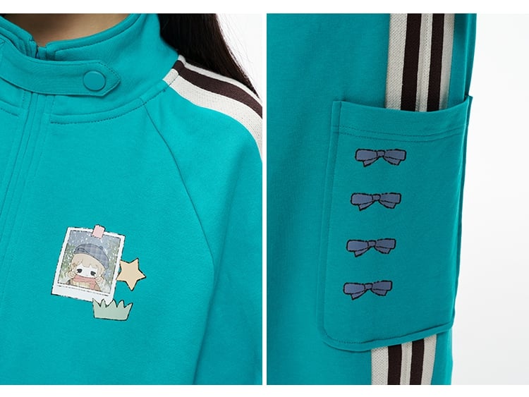 Blue High Neck Sporty Sweatshirt