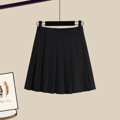 Set Sailor Collar Sweater Casual Cable Skirt Pleated Pants