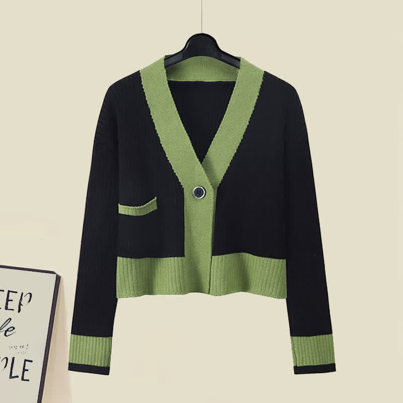 Dress Drawstring Split Sweater Green Cardigan Slip Crop