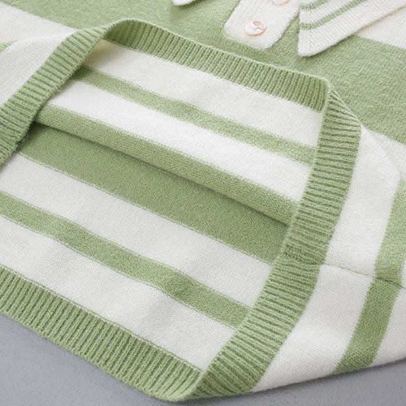 Green Stripe Colorblock Sweater Casual Pants Set