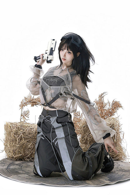 Infinite Battlefield Long Sleeves Printed Techwear Style Gothic Handsome Ouji Lolita Set