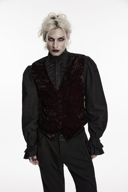 V Collar Velvet Retro Vest with Buckle