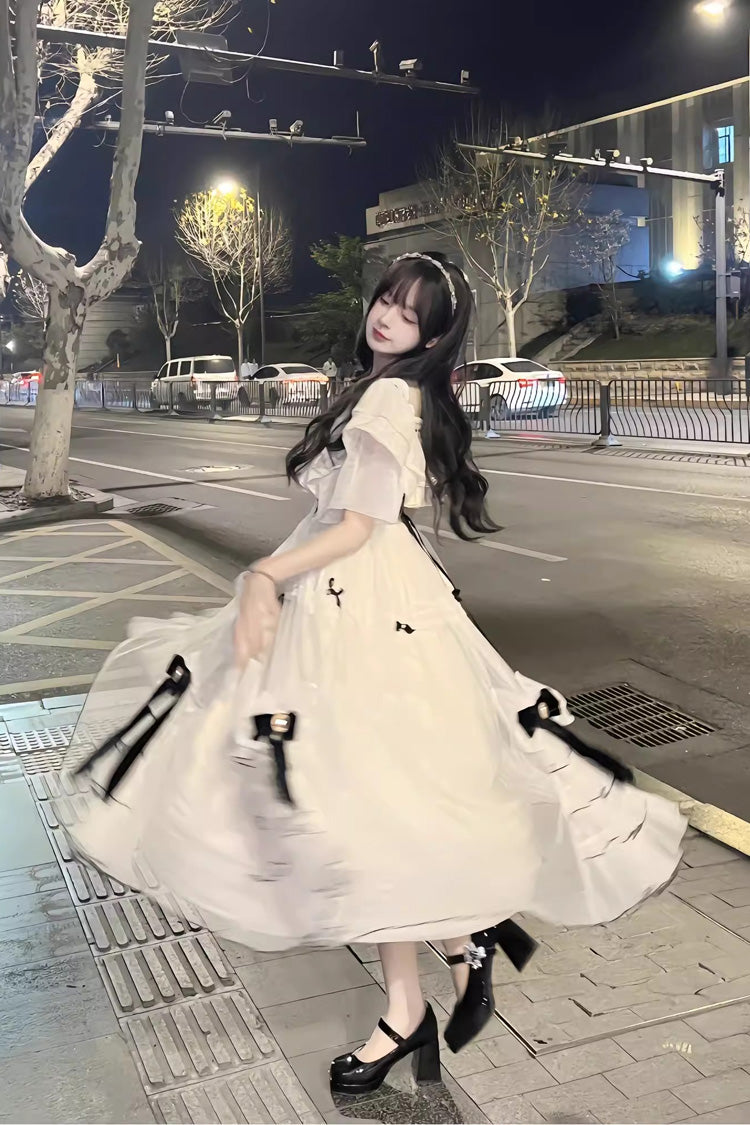 Ivory Off Shoulder Bowknot Sweet Elegant Princess Lolita Dress