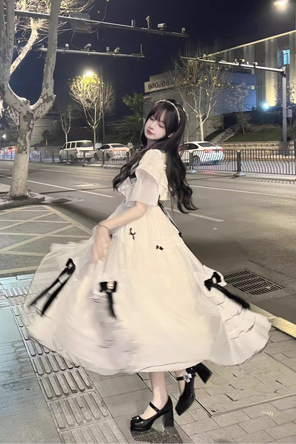 Ivory Off Shoulder Bowknot Sweet Elegant Princess Lolita Dress