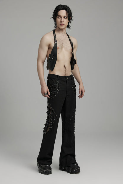 Steampunk Men's Vest Bag with Faux Leather Straps