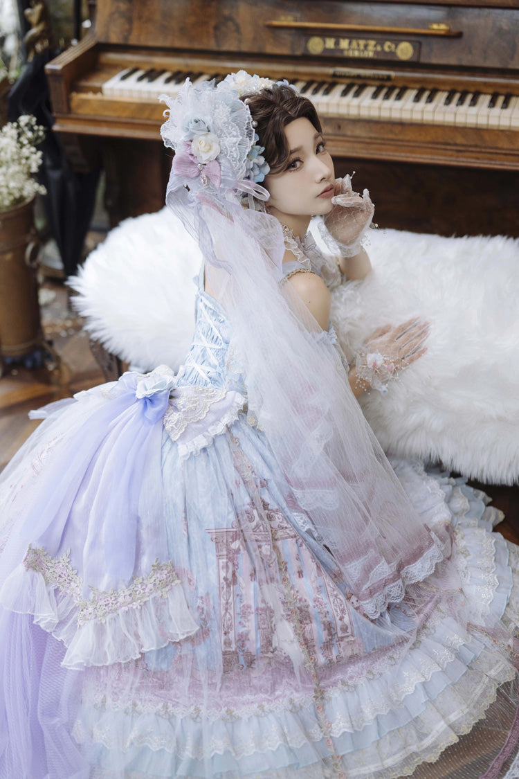 Off-Shoulder Open-Front JSK Set with Hanayome Bow and Lace