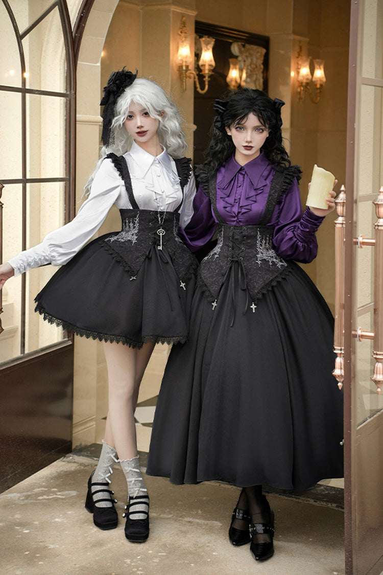 Embroidery Lace-Up Sleeveless Gothic Support Dress
