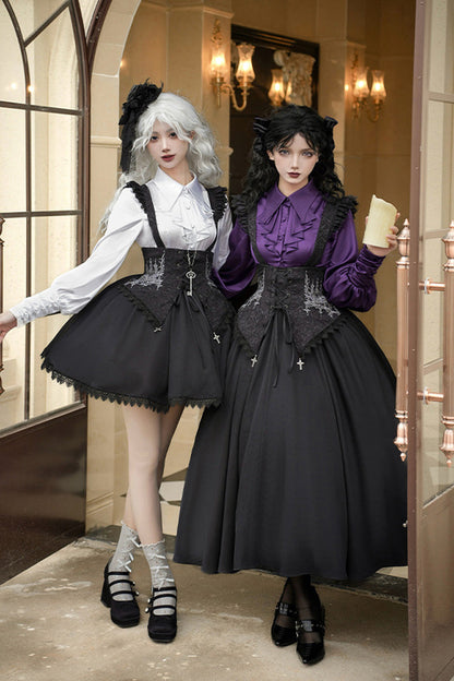 Embroidery Lace-Up Sleeveless Gothic Support Dress
