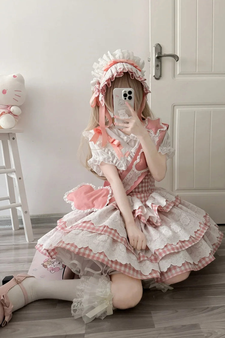 Rose Star Grant Angel Triple Layer Print Ruffle Sweet Lolita Dress