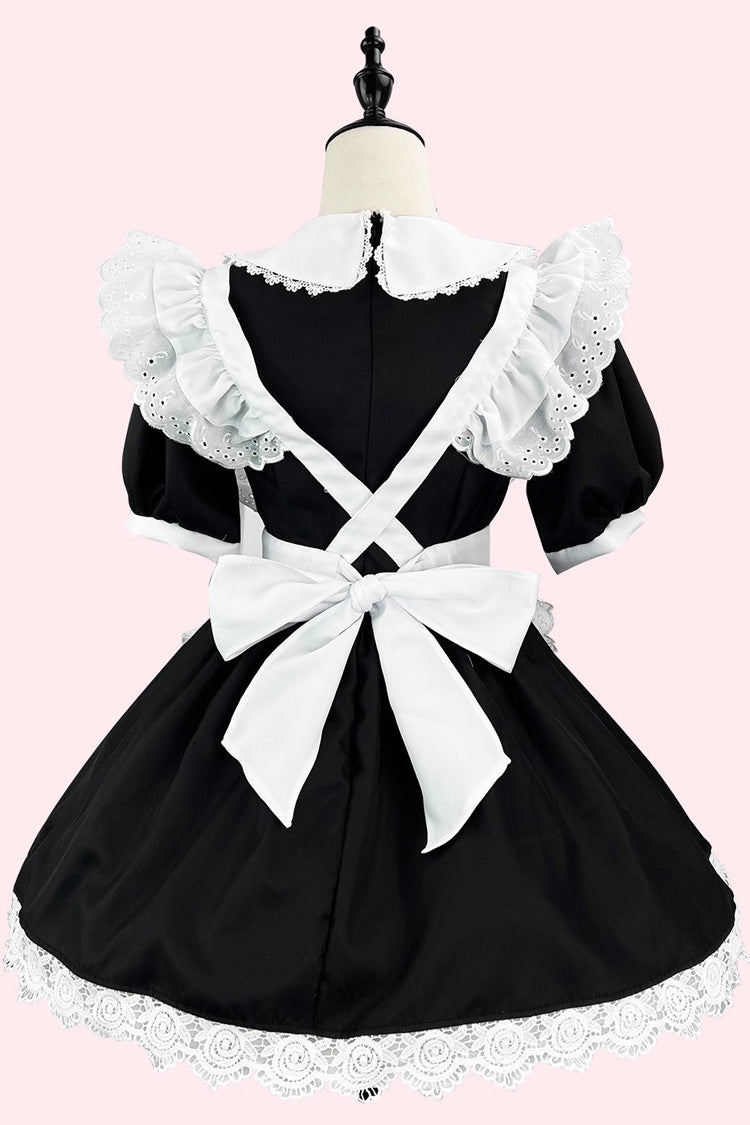 Maid Short Sleeves Ruffle Bow Sweet Plus Size Lolita Dress Two Tones