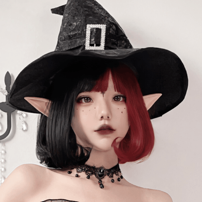 Vampire Clown Colorblock Short Straight Wig With Neat Bangs