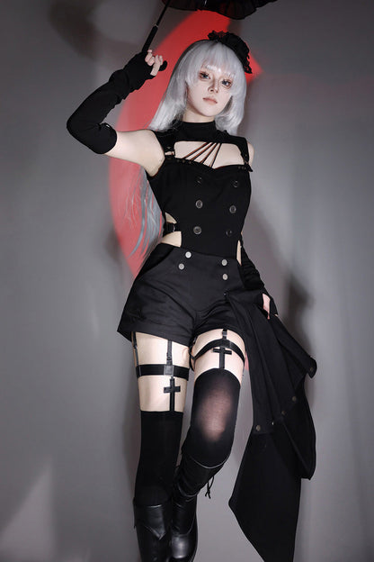 Phantom Thief Cut-Out Gothic Ouji Shorts Set