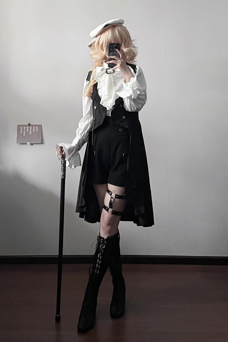 Sleeveless Ruffle Gothic Prince Long Vest