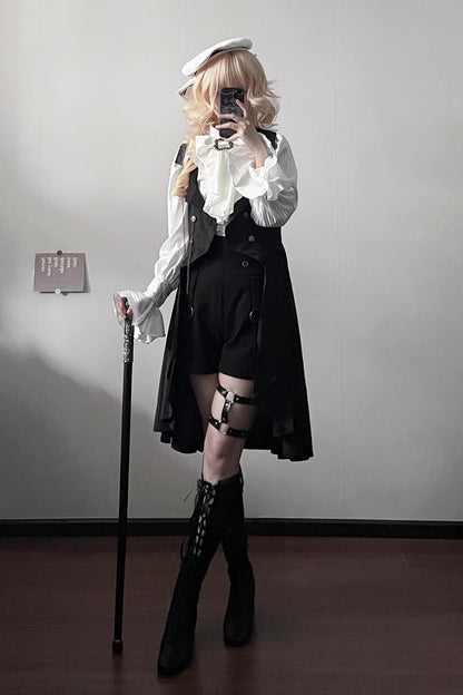 Sleeveless Ruffle Gothic Prince Long Vest