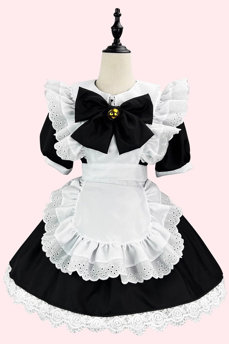 Maid Short Sleeves Ruffle Bow Sweet Plus Size Lolita Dress Two Tones