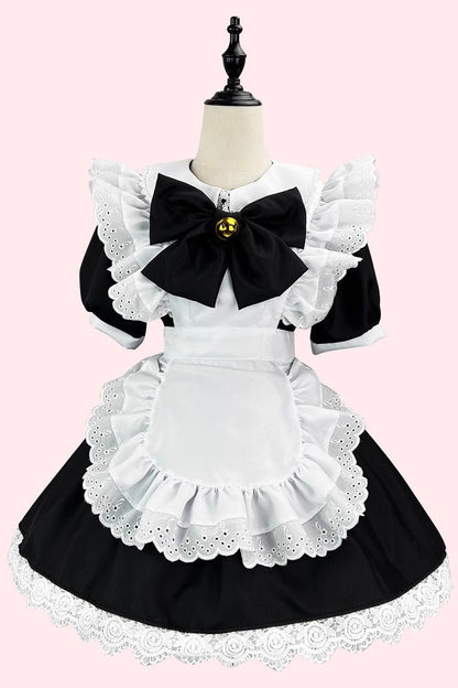 Maid Short Sleeves Ruffle Bow Sweet Plus Size Lolita Dress Two Tones