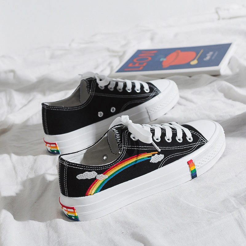 Stylish Rainbow Print High Top Canvas Shoes