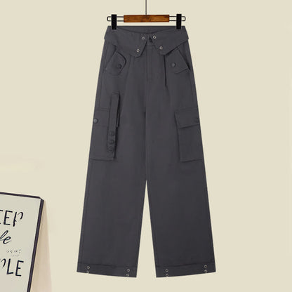 Cross Hoodie Top Crop Chic Pockets Cargo Tank Pants