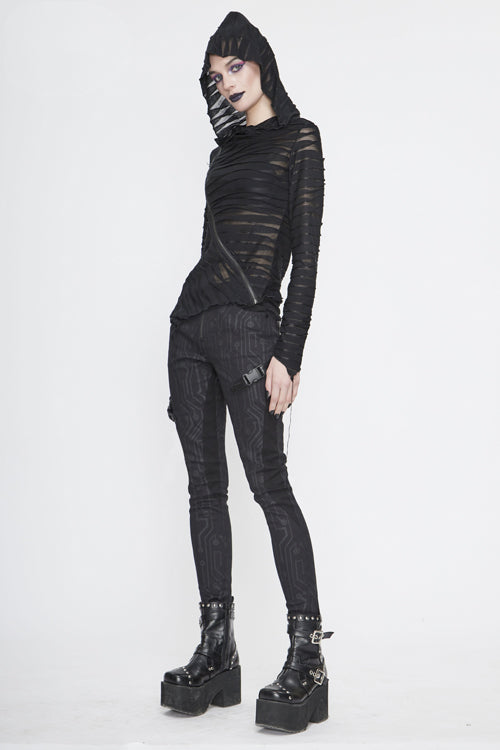 Womens Leather Pants with Circuit Design