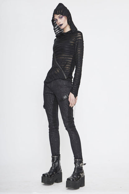 Womens Leather Pants with Circuit Design